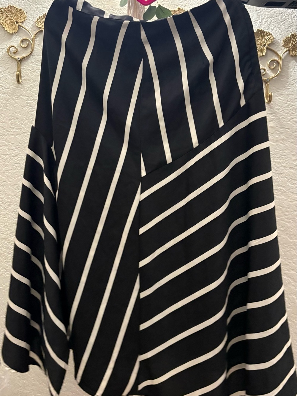 Who What Wear Black and White Striped A-Line Skirt